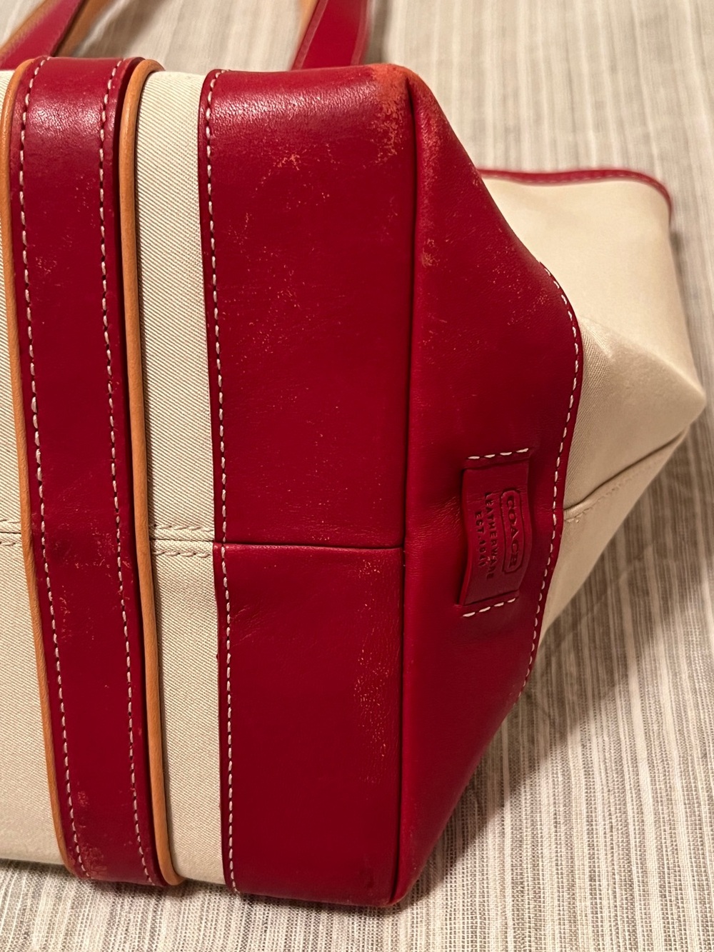 Coach Hampton Natural Canvas w
Red & Natural Leather Nickel
Hardware - Picture 10 of 15